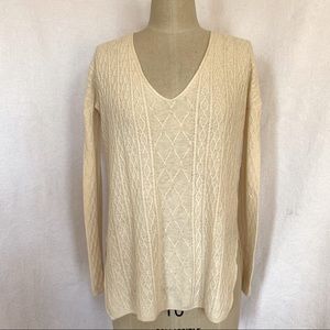 Babaton Ivory wool,viscose,linen vneck sweater EUC